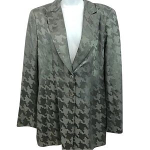 JAEGER <NEW> women’s viscose/rayon satin herringbone dress jacket lapels button